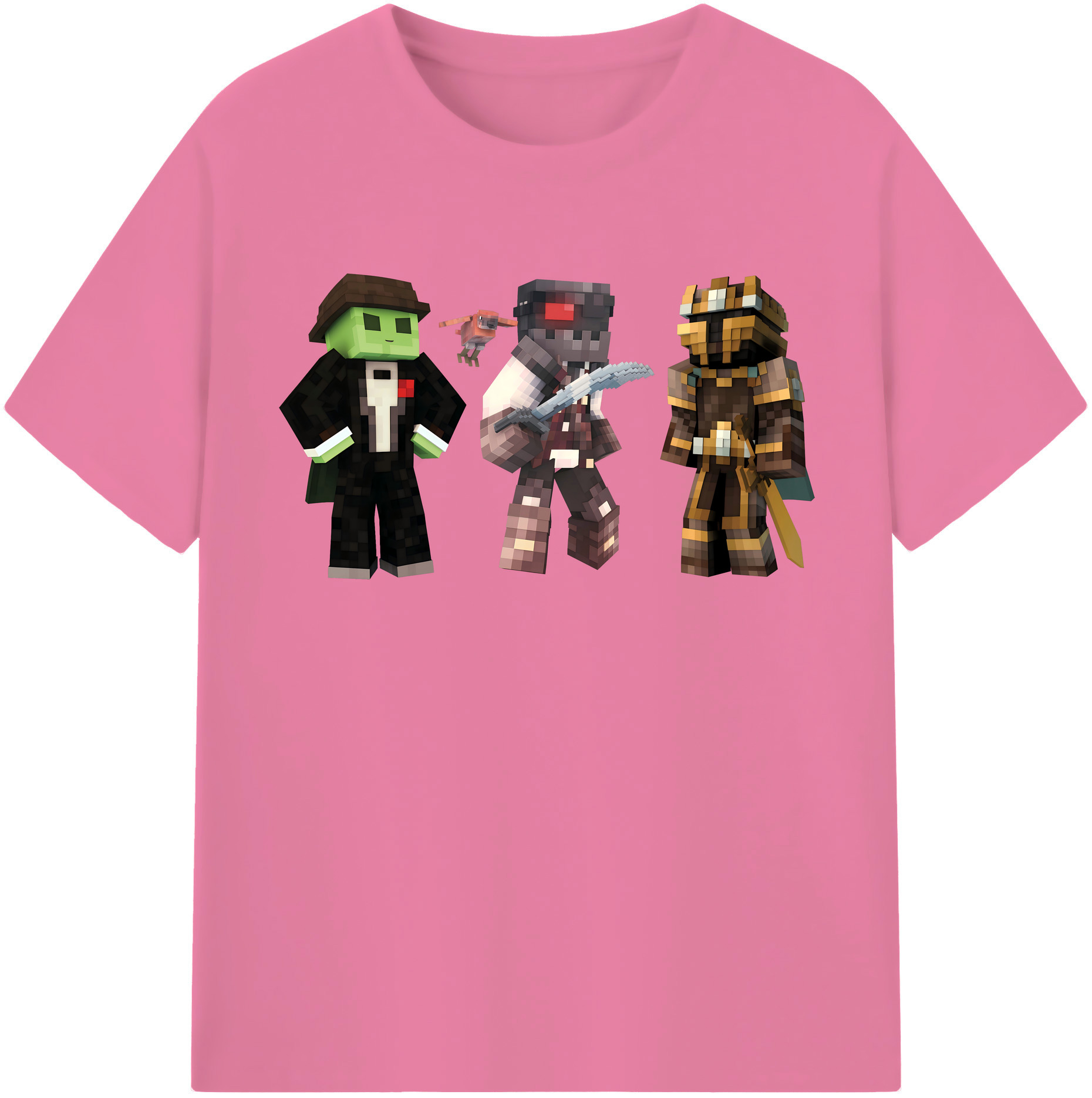 （画像用） マインクラフト ブロックの世界 Minecraft MC Block world 綿100％半袖Tシャツ（フロントプリント）